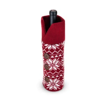 Twine Wool Holiday Wine Bottle Sweater In Red