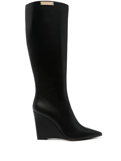 Twinset 100mm Logo-plaque Boots In Schwarz