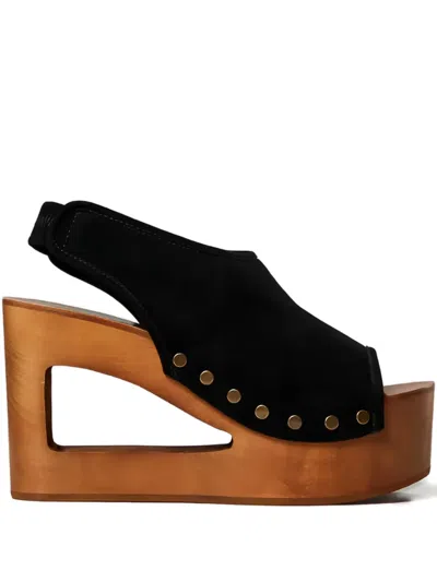 Twinset 105mm Suede Platform Sandals In Black