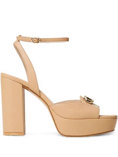 Twinset 120mm Leather Sandals In Brown