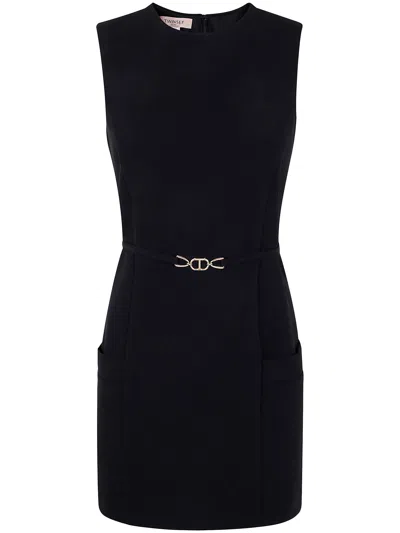 TWINSET MINI DRESS,251TP2101 00006 BLACK