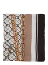 Twinset Brown Scarf With Geometric Chain Motif In Viscose Woman In Brown