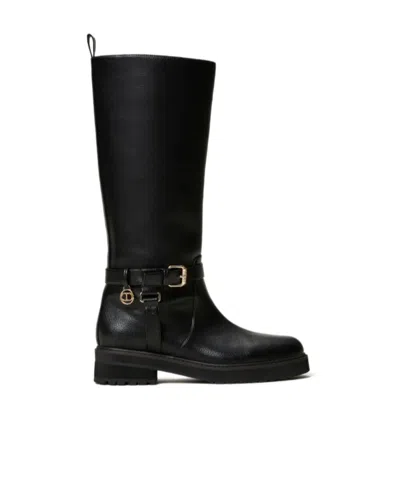 Twinset 40mm Oval T Leather Boots In Black