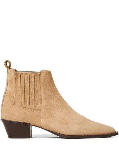 Twinset 40mm Suede Ankle Boots In Neutrals
