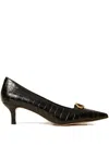 Twinset 50mm Crocodile-effect Oval-t Heeled Pumps In Black