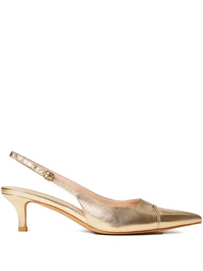 Twinset 50mm Leather Slingback Pumps In Gold