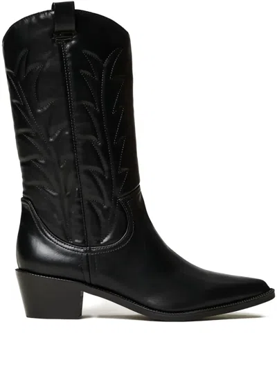 Twinset 50mm Pointed-toe Cowboy Boots In Black