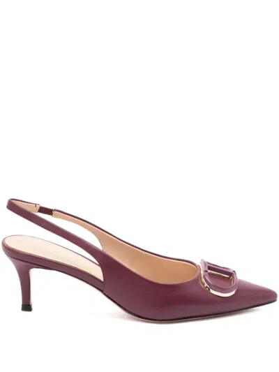 Twinset 60mm Slingback Leather Pumps In Purple
