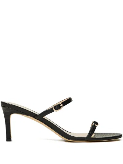 Twinset 70mm Buckled Embossed Heeled Sandals In Black