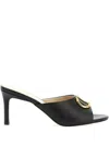 Twinset 70mm Oval-t Leather Heeled Sandals In Black