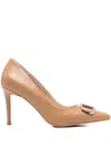 Twinset 85mm Buckle Pointed Pumps In Neutral