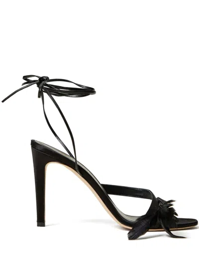 Twinset 90mm Feather-detail Sandals In Black