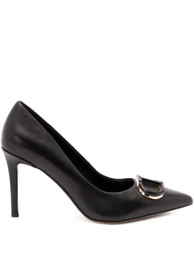 Twinset 90mm Leather Pointed-toe Pumps In Black