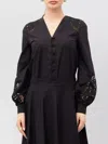 Twinset A-line Dress With Button And Lace Inserts In Black