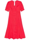 Twinset Twin-set Poppy Red Midi Dress With V-neck In Red