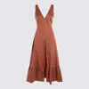 Twinset Brown Cotton Midi Dress In Amber Brown