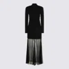 Twinset Maxi Dress With Ruched Bodice And Sheer Skirt In Black