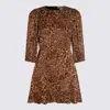 Twinset Leopard-print Puff-sleeve Mini Dress In Brown