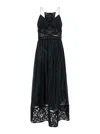 TWINSET BLACK LONG DRESS WITH EMBROIDERED MOTIFS IN COTTON BLEND WOMAN