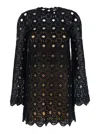 Twinset Black Short Dress With Bell Sleeves In Wool Blend Woman In Black
