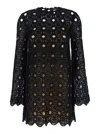 Twinset Black Short Dress With Bell Sleeves In Wool Blend Woman In Black