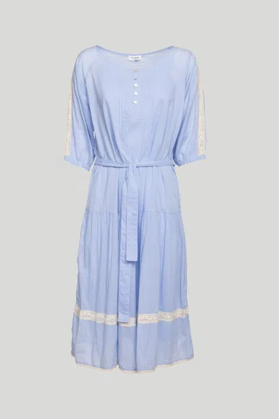 Twinset Abito Chemisier Celeste E Pizzo In As Shown In The Picture