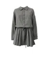 Twinset Abito Con Coulisse Checked Bianco E Nero In Grigio
