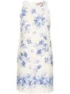 Twinset Floral-print Mini Dress In Bianco