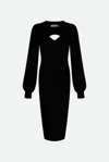 Twinset Chain-embellished Ribbed-knit Midi Dress In Nero