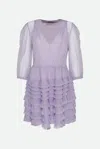 Twinset Tulle-overlay Ruffled Minidress In Viola
