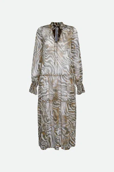 Twinset Abito Lungo Animalier In Animal Print