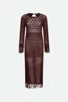Twinset Abito Lungo Crochet Marrone In Multi