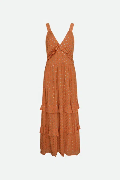 Twinset Long Georgette Dress Siena Chiaro In Arancione