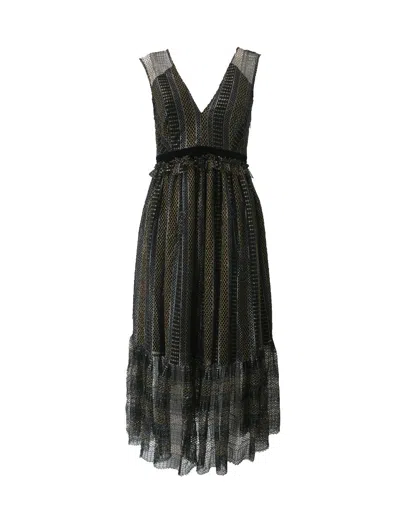 Twinset Abito Lurex E Pizzo Nero