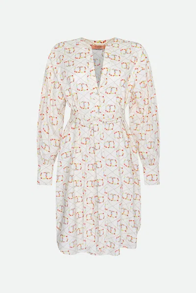 Twinset Abito Midi Logato In Bianco
