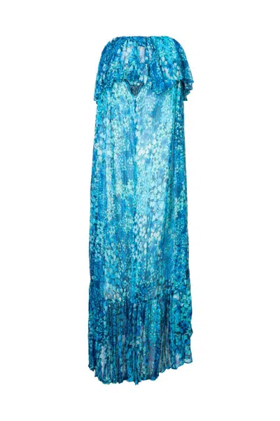 Twinset Abito Monospalla Azzurro Fantasia Floreale In As Shown In The Picture