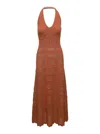 TWINSET ORANGE LONG DRESS WITH TRIANGLE-SHAPED CUPS IN VISCOSE BLEND WOMAN