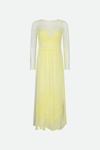 Twinset Abito Ricamato Giallo In Multi