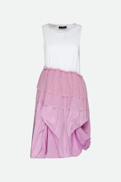 Twinset Abito Rosa E Bianco In Pink
