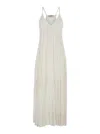 TWINSET WHITE EMBOIDERED LONG DRESS IN VISCOSE WOMAN