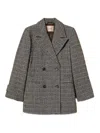 Twinset Double-breasted Checkered Coat With Notched Lapel In Brown