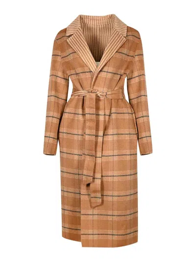 Twinset Reversible Double Cloth Coat In Brown