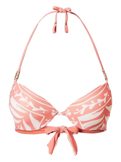Twinset Abstract-print Bikini Top In Orange