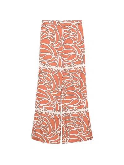 Twinset Abstract-print Pallazzo Pants In Brown