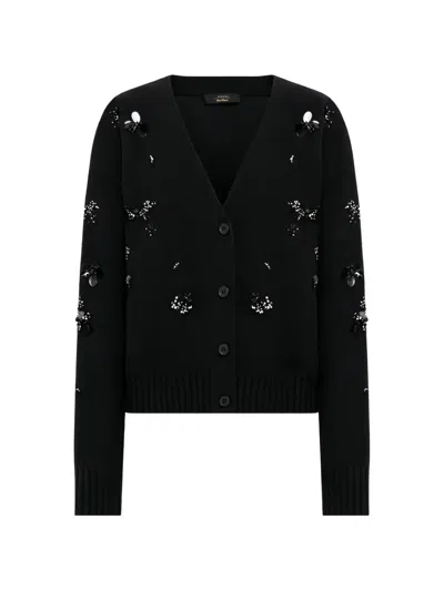 Twinset Actitude Bead-embellished Cardigan In Black