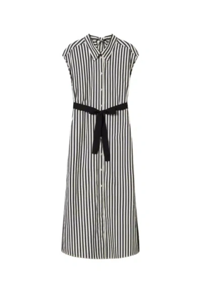 Twinset Actitude Chantilly/black Long Striped Dress In Grey