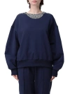 Twinset Actitude Deep Blue Sweatshirt With Rhinestone Detailing