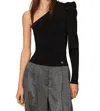 Twinset Actitude One-shoulder Fitted Sweatshirt With Draped Detailing In Black
