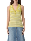 Twinset Actitude Striped Cotton-lurex Top With Deep V-neck