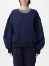 Twinset Actitude Deep Blue Sweatshirt With Rhinestone Detailing In Blue
